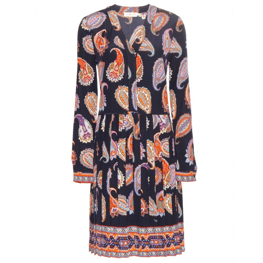 Tory Burch Silk Pleated Long Sleeve Dress - size 6
